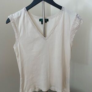Ralph Lauren Cream Lace Accent Blouse